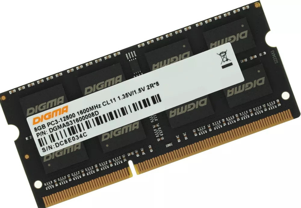 Digma 8ГБ DDR3 SODIMM 1600 МГц DGMAS31600008D