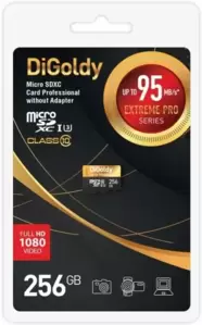 Карта памяти DiGoldy Extreme Pro microSDXC 256GB DG256GCSDXC10UHS-1-ElU3 W