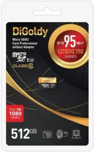 Карта памяти DiGoldy Extreme Pro microSDXC 512GB DG512GCSDXC10UHS-1-ElU3 W фото