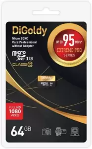Карта памяти DiGoldy Extreme Pro microSDXC 64GB DG128GCSDXC10UHS-1-ElU3 w фото