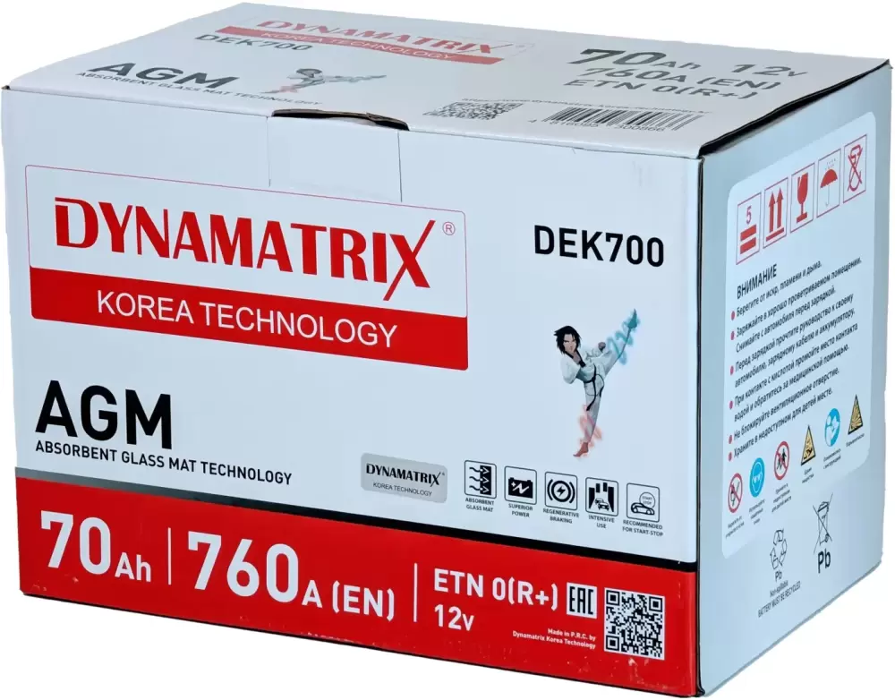 Аккумулятор Dynamatrix AGM ETN 0 R+ DEK700 (70Ah) фото