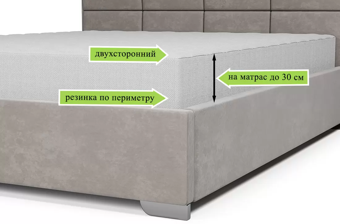 Наматрасник защитный ЭОС Double cotton 200x200 Light grey h-30 фото 2