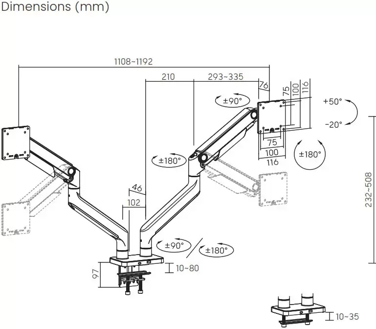 Кронштейн для монитора ErgoSmart Heavy-Duty Spark DBL фото 3