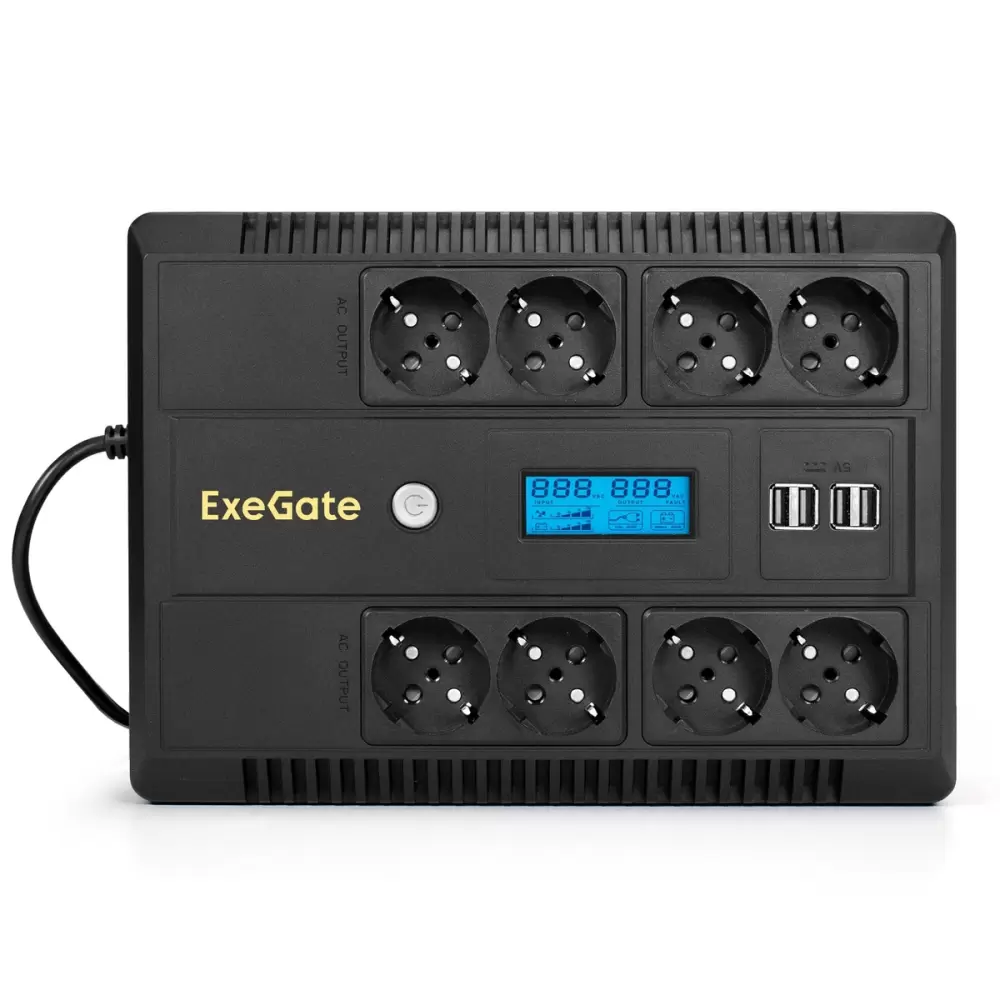 Источник бесперебойного питания ExeGate NEO Smart LHB-850.LCD.AVR.8SH.CH.RJ.USB 850VA EX295014RUS фото 2