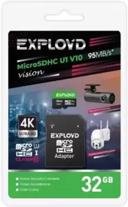 Карта памяти Exployd Vision microSDHC 32GB EX32GCSDHC10-U1-V10 (с адаптером) фото