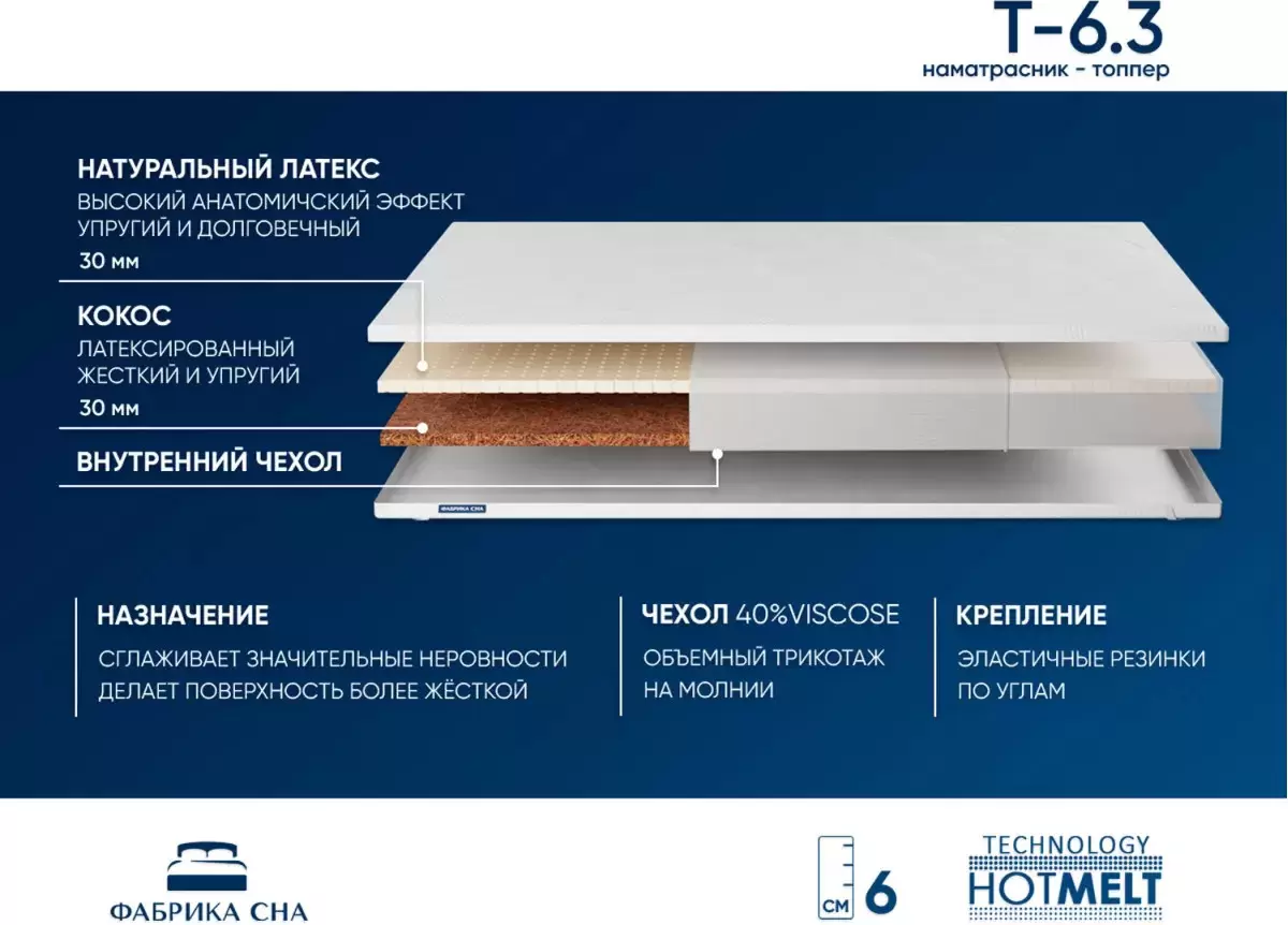 Наматрасник ортопедический Фабрика сна Топпер Т-6.3 80x195 фото