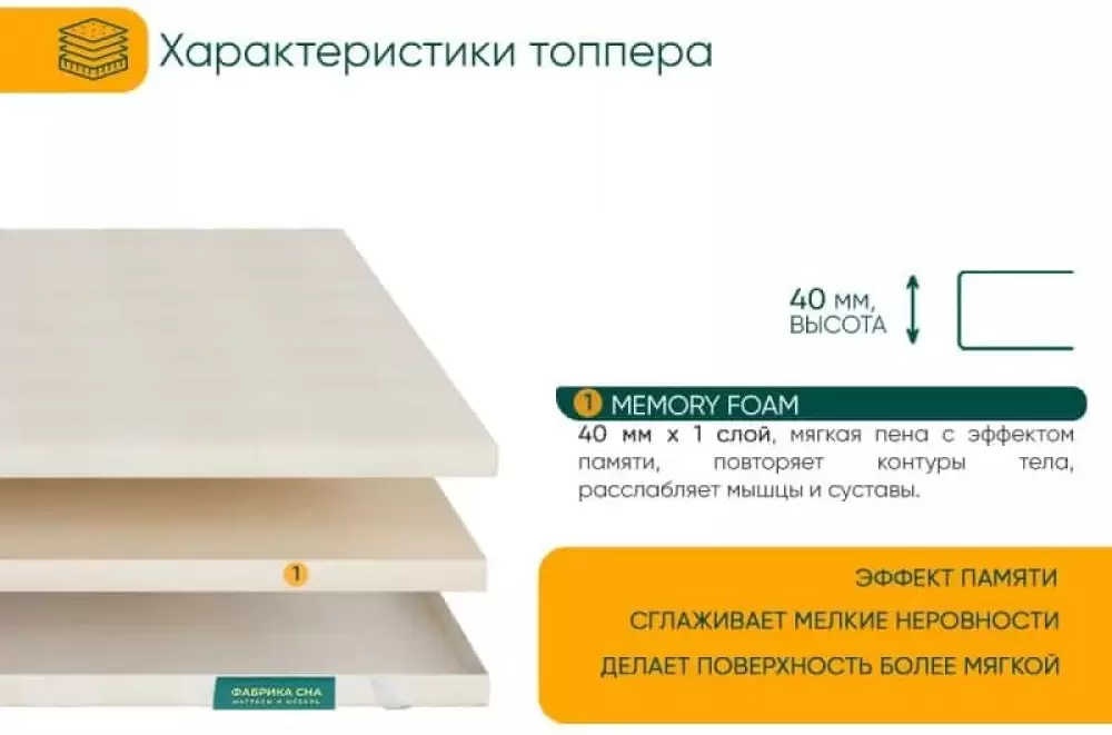 Наматрасник ортопедический Фабрика сна Топпер Т-7 130x200 фото