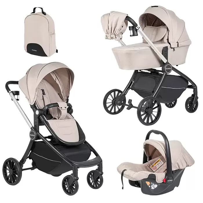 Детская универсальная коляска Farfello Baby Shell 2025 3 в 1 / BBS-013 (кофейный комби) фото