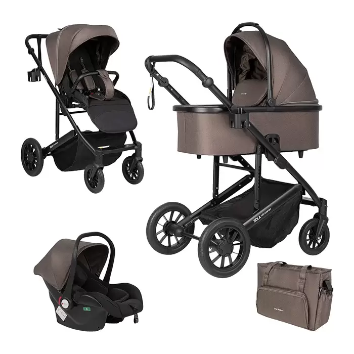 Детская универсальная коляска Farfello Sola Trio Comfort 3 в 1 / SOLA-9 (шоколадный) фото