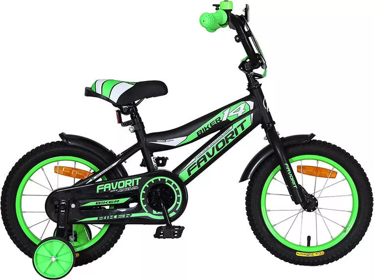Детский велосипед Favorit Biker 14 2020 (черный/зеленый) фото