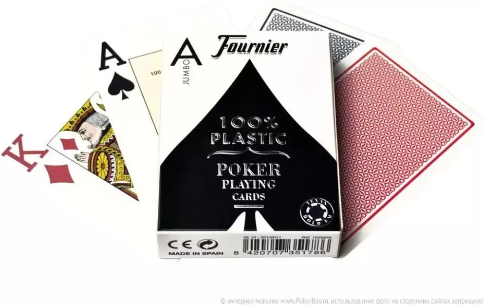 Игральные карты Fournier No. 2800 jumbo index 1028935-b (синий) фото