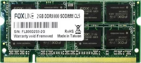 Оперативная память Foxline 2GB DDR2 SODIMM PC2-6400 FL800D2S5-2G фото
