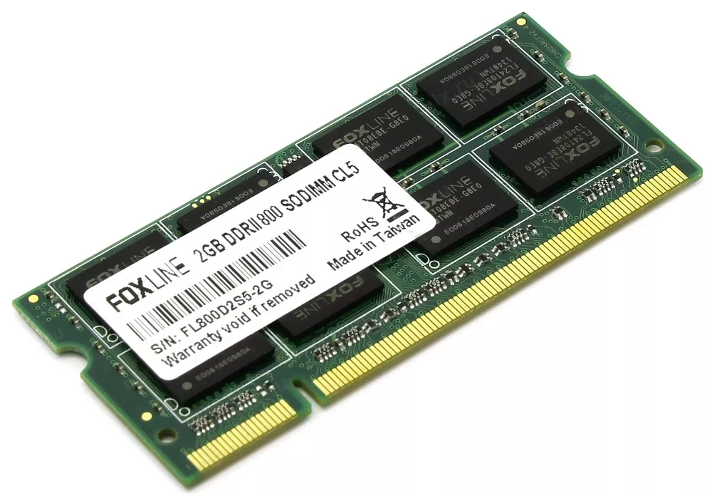 Оперативная память Foxline 2GB DDR2 SODIMM PC2-6400 FL800D2S5-2G фото 2