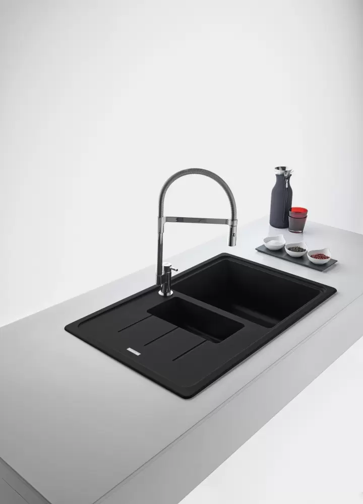 Кухонная мойка Franke Basis BFG 651-78 (матовый черный, черный слив) фото
