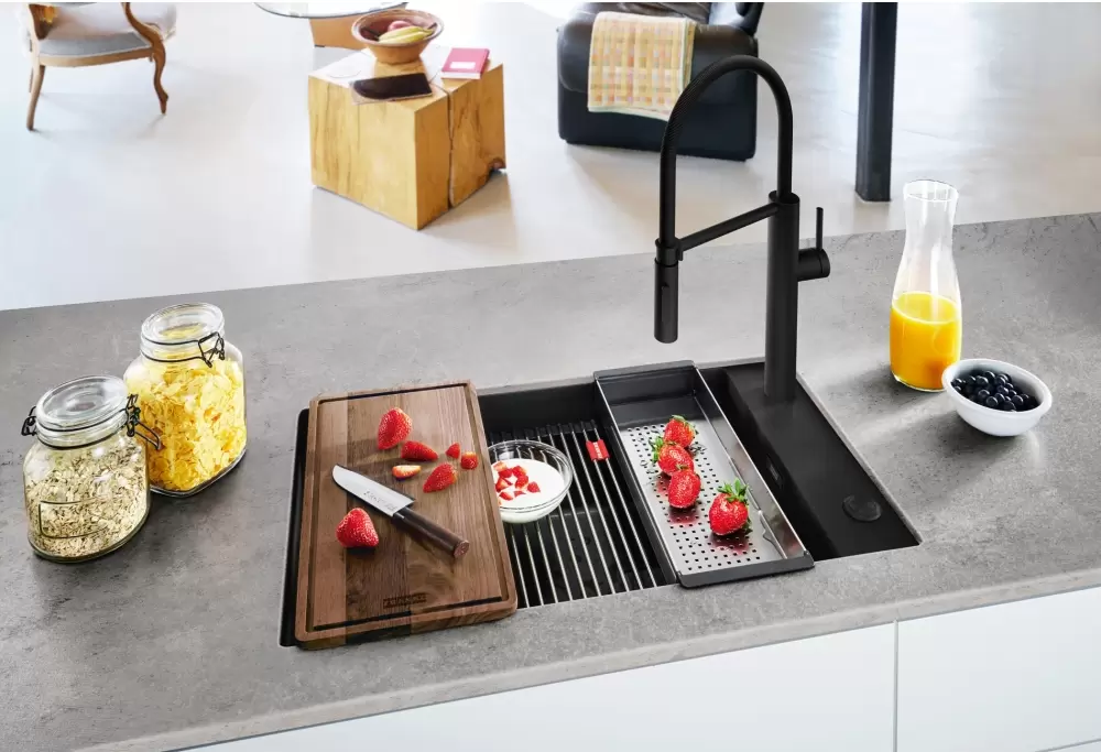 Кухонная мойка Franke Kanon KNG 110-62 (матовый черный, черный слив) фото