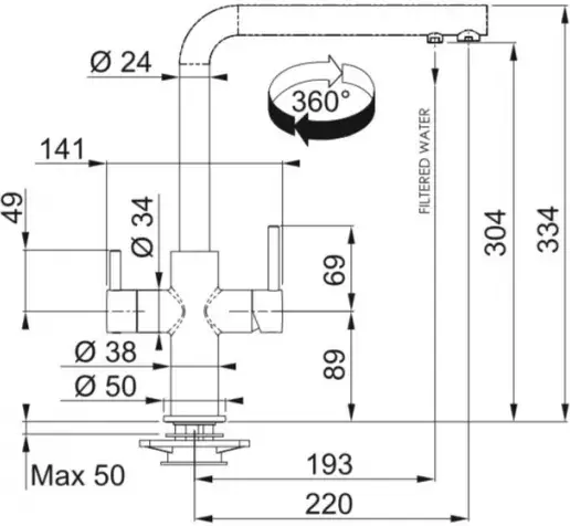 Смеситель Franke Neptune Clear Water (миндальный/хром) фото