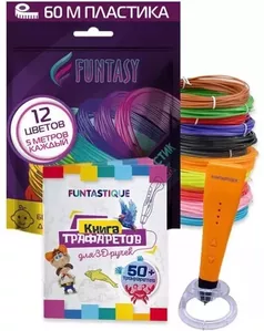 3D ручка Funtasy Piccolo + ABS-пластик 12 цветов + книжка с трафаретами Orange SET31-FY-PIOR фото