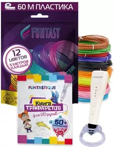 3D ручка Funtasy Piccolo + ABS-пластик 12 цветов + книжка с трафаретами White SET31-FY-PIWH фото
