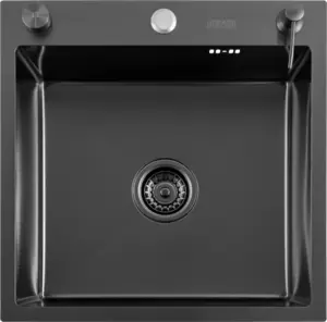 Кухонная мойка Futur FK 5050 Eco Embossing Pop-up Econom (Black Nano) фото