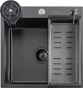 Кухонная мойка Futur FK 5050 Eco Embossing Pop-up Rinzer plus (Black Nano) фото