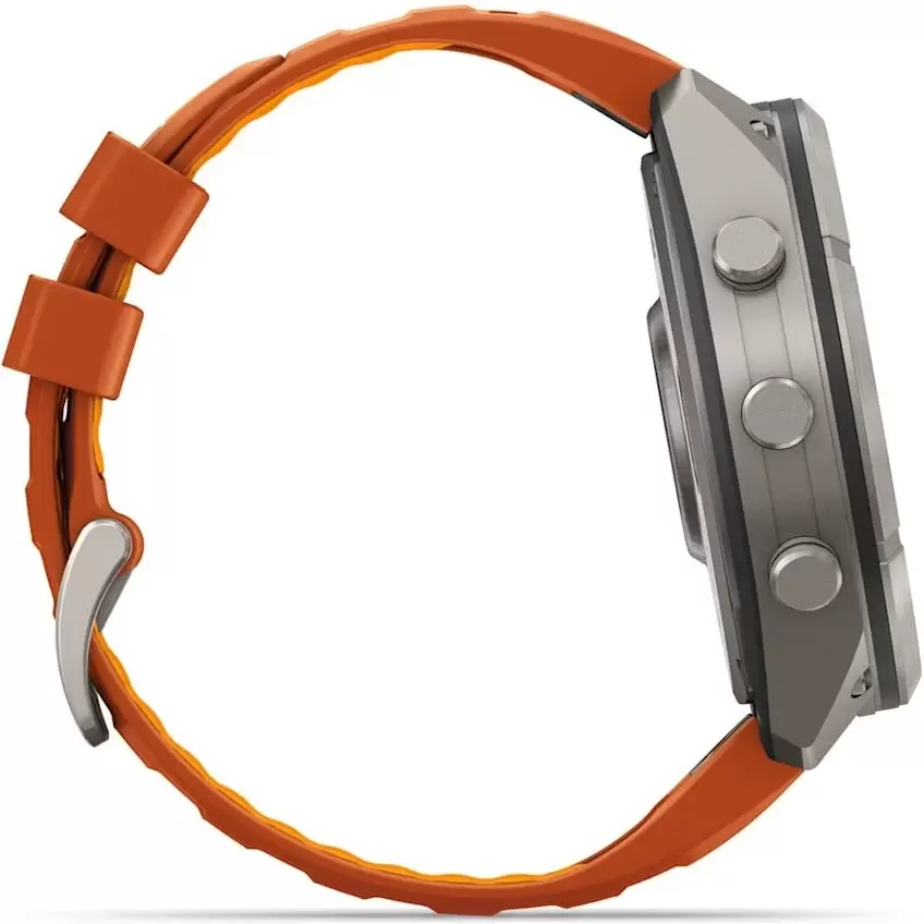 Умные часы Garmin Fenix 9 Pro 51 мм (титановый, оранжевый силиконовый ремешок) фото 2