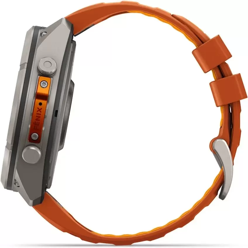 Умные часы Garmin Fenix 9 Pro 51 мм (титановый, оранжевый силиконовый ремешок) фото 3