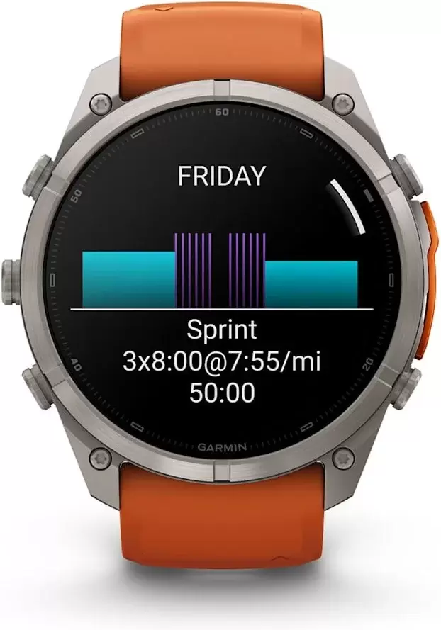 Умные часы Garmin Fenix 9 Pro 51 мм (титановый, оранжевый силиконовый ремешок) фото 4