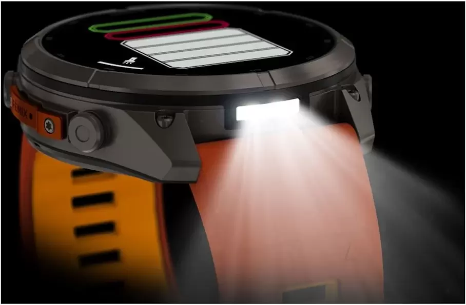 Умные часы Garmin Fenix 9 Pro 51 мм (титановый, оранжевый силиконовый ремешок) фото 6