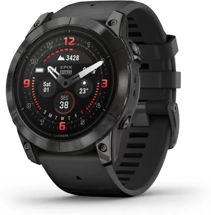 Garmin Epix Pro Gen 2 Sapphire 47 мм (карбоново-серый титан/черный, с кожаным и силиконовым ремешками)