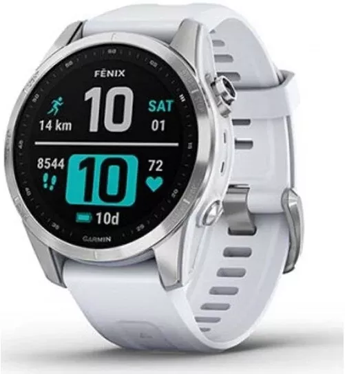 Garmin Fenix 7S 42 мм (серебристый/белый)