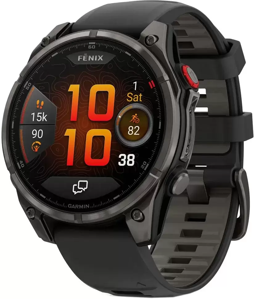 Garmin Fenix 8 Pro 47мм (серый, черный силиконовый ремешок)