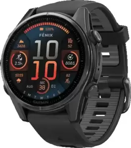 Умные часы Garmin Fenix 8 Sapphire 43мм (титановый угольно-черный DLC, пепельно-серый ремешок)