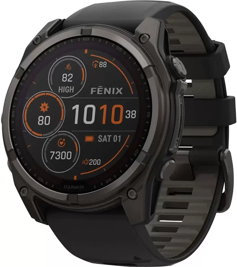 Garmin Fenix 8 Solar, Sapphire 47мм (титановый угольно-серый DLC с черным ремешком)