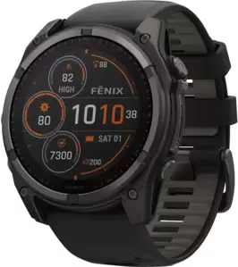 Умные часы Garmin Fenix 8 Solar, Sapphire 47мм (титановый угольно-серый DLC с черным ремешком) icon