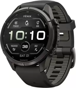 Умные часы Garmin Fenix 9 Pro 43 мм (темно-серый, черный силиконовый ремешок) фото