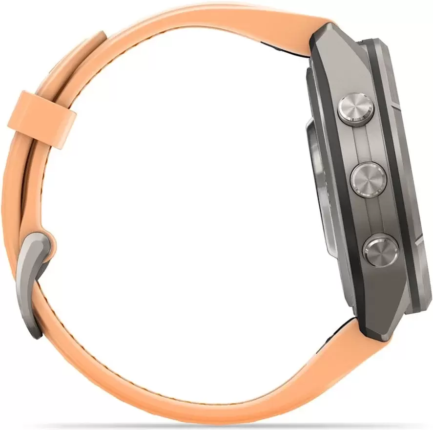 Умные часы Garmin Fenix 9 Pro 43 мм (титановый, оранжевый силиконовый ремешок) фото 2