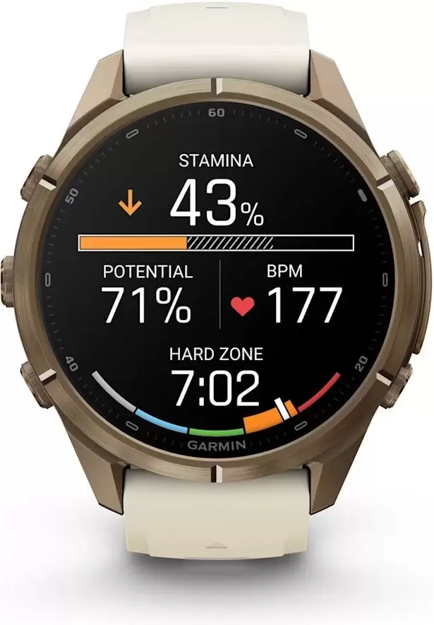 Умные часы Garmin Fenix 9 Pro 43 мм (золотистый, бежевый силиконовый ремешок) фото 2