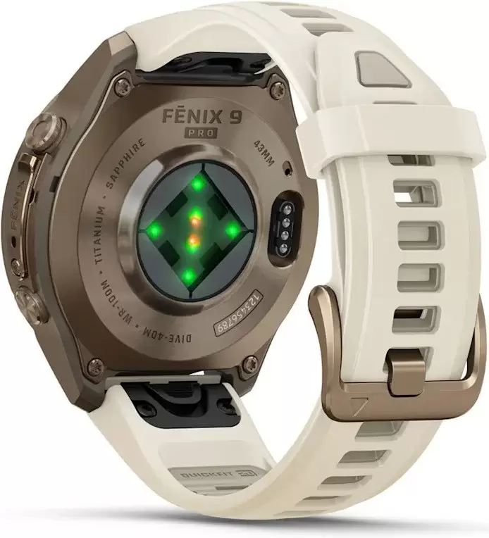 Умные часы Garmin Fenix 9 Pro 43 мм (золотистый, бежевый силиконовый ремешок) фото 5