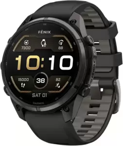 Garmin Fenix 9 Pro 47 мм (темно-серый, черный силиконовый ремешок)