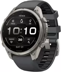 Умные часы Garmin Fenix 9 Pro 47 мм (титановый, черный силиконовый ремешок) фото