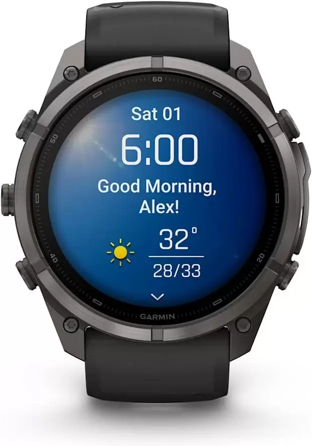 Умные часы Garmin Fenix 9 Pro 51 мм (темно-серый, черный силиконовый ремешок) фото 4
