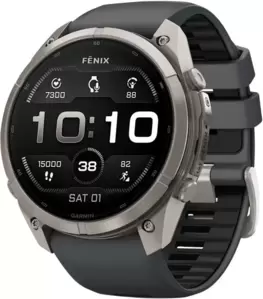 Умные часы Garmin Fenix 9 Pro 51 мм (титановый, черный силиконовый ремешок) фото