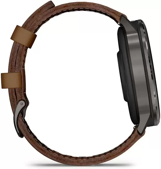 Умные часы Garmin Venu 4 45 мм (черный/коричневый кожаный) фото