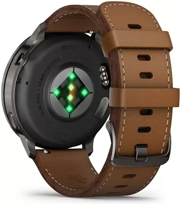 Умные часы Garmin Venu 4 45 мм (черный/коричневый кожаный) фото