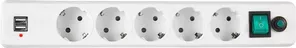Сетевой фильтр Гарнизон 5 розеток, белый, 1.8 м (ЕНW-6-USB) фото