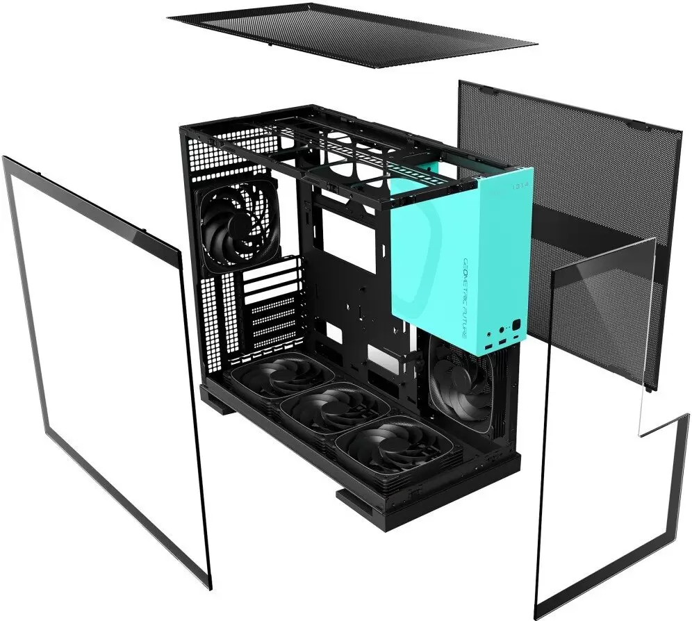 Корпус Geometric Future Model 5 5FAN (черный/бирюзовый) фото 6