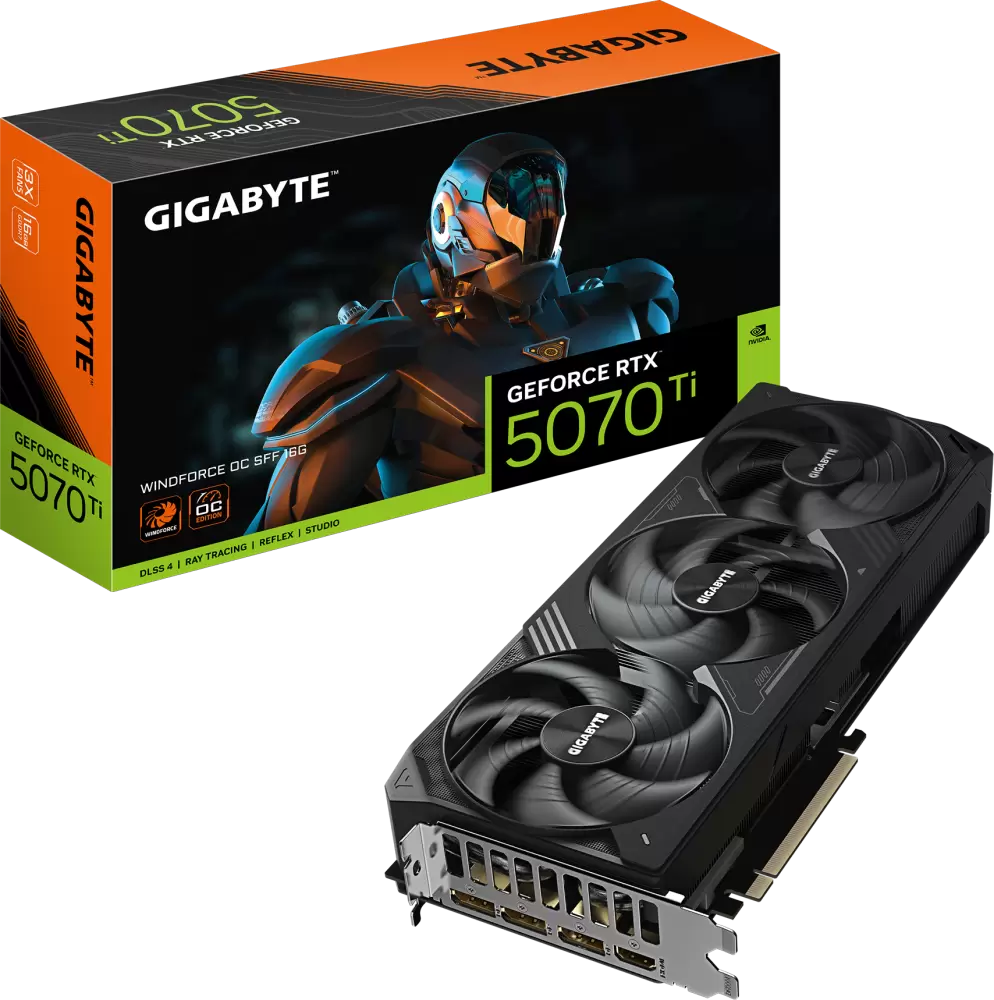 Видеокарта Gigabyte GeForce RTX 5070 Ti Windforce SFF 16G GV-N507TWF3-16GD фото 2