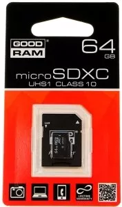 Карта памяти GoodRam microSDXC 64Gb Class 10 UHS-I U1 + SD адаптер (SDU64GHCUHS1AGRR10) фото