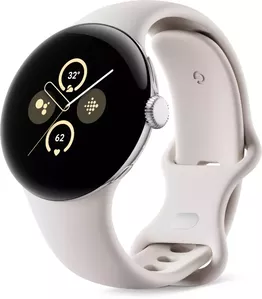 Умные часы Google Pixel Watch 2 LTE (глянцевый серебристый/фарфор, спортивный силиконовый ремешок) фото