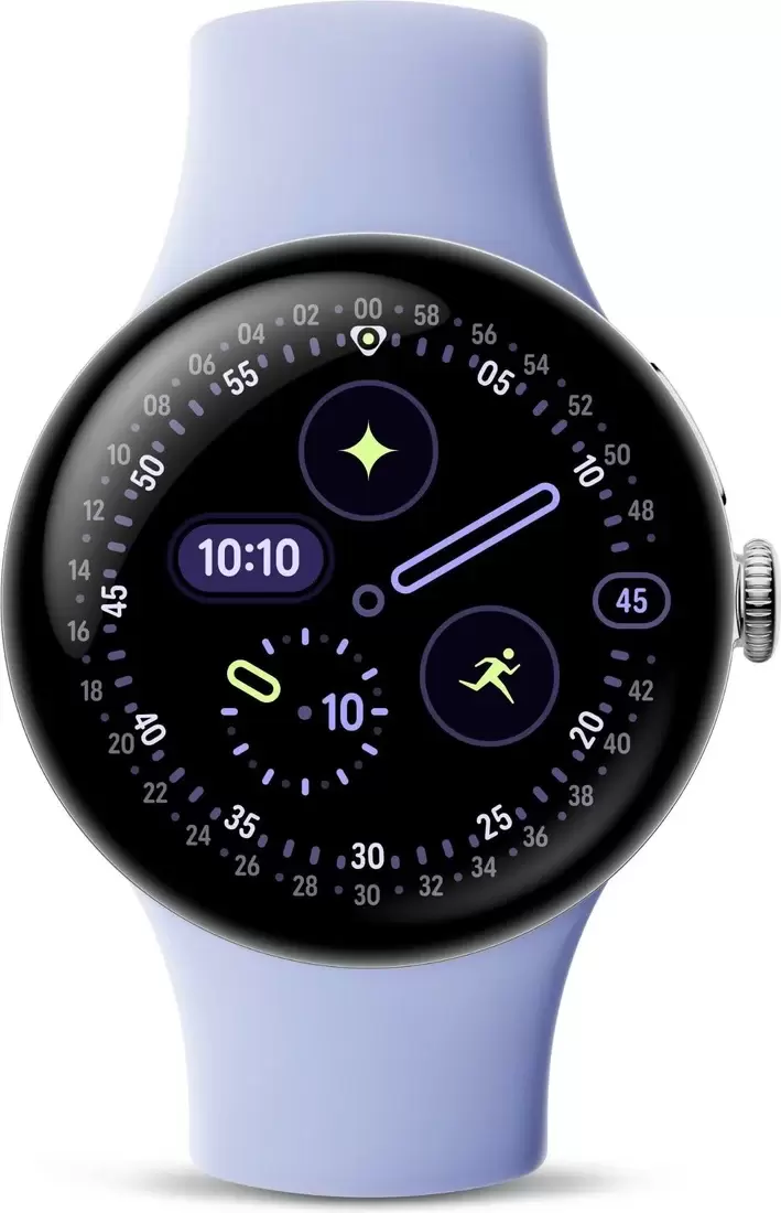 Умные часы Google Pixel Watch 4 LTE 41 мм (глянцевый серебристый/айрис, спортивный силиконовый ремешок) фото 2